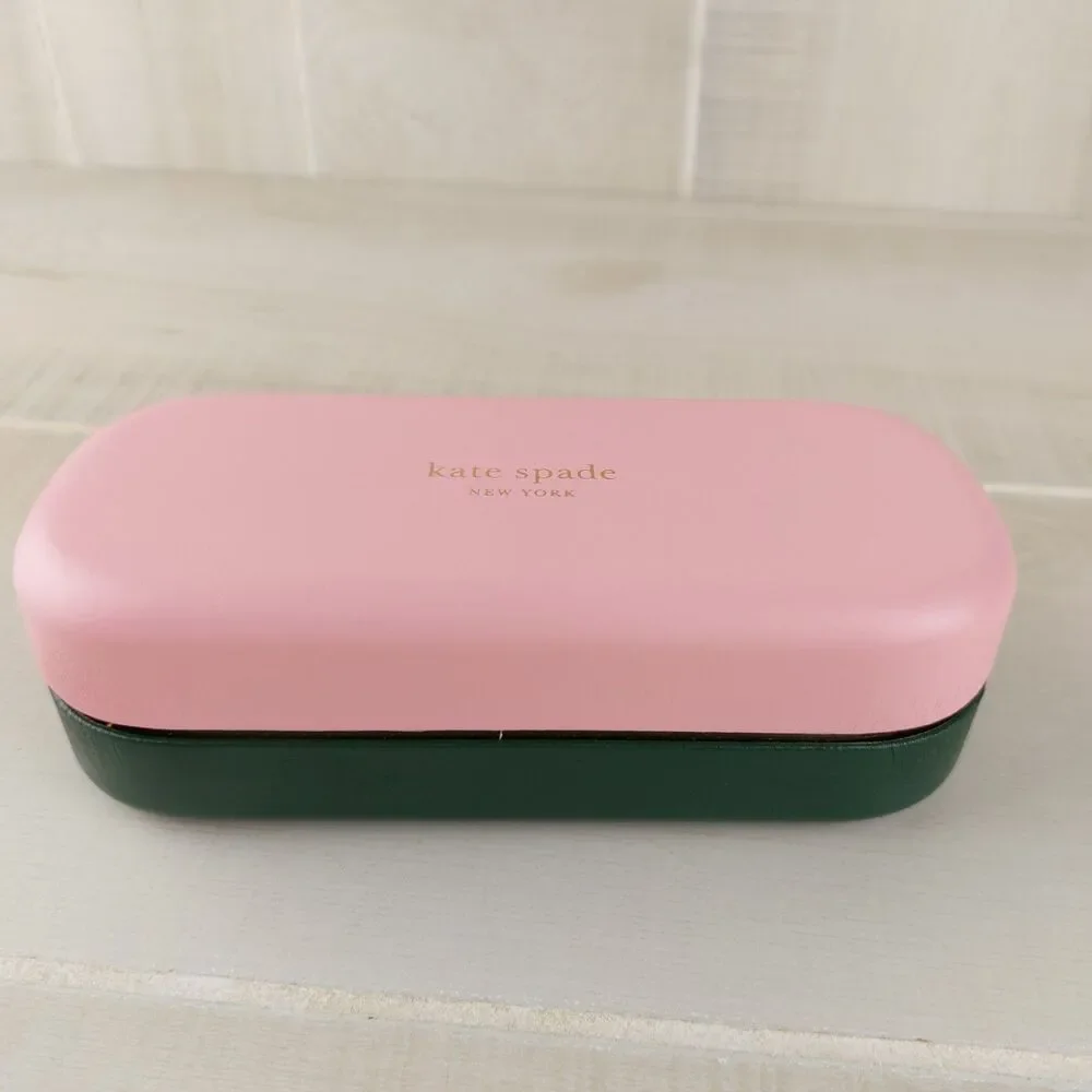 Kate Spade Hard Clamshell Eyeglass Case with Cloth Pink Green